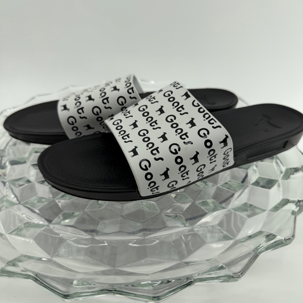 Goats The Slide K Black White Logo Print Sandals 34GK009 US 3 EU 35 NEW